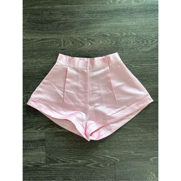 NWOT Miscreants x Revolve Pink Satin Shorts Size UK 8 US 4 - Picture 1 of 8